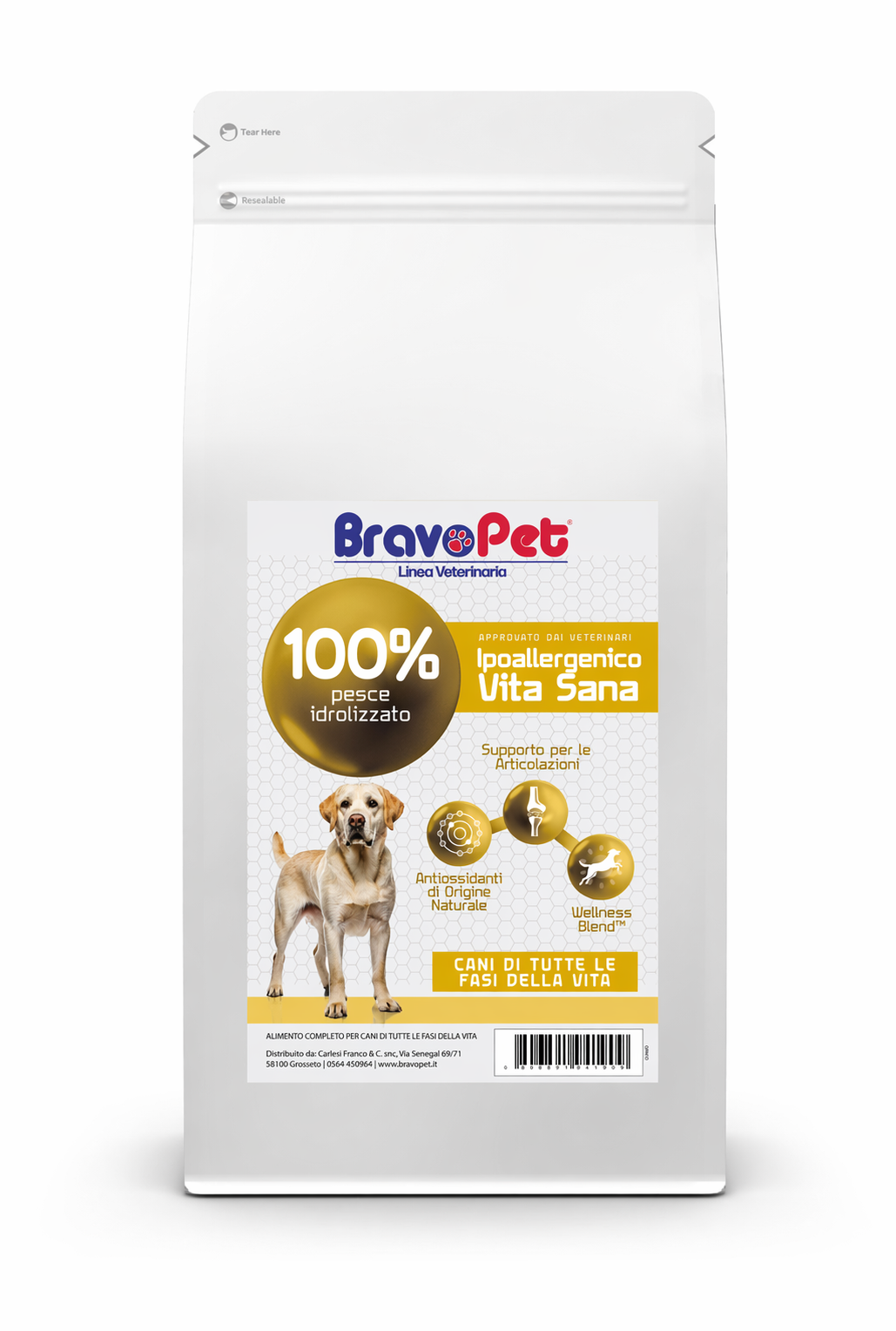 BRAVOPET DOG DIET IPOALLERGENICO E VITA SANA 1,5KG