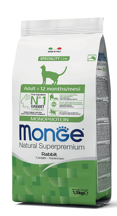 MONGE CAT SUPERPREMIUM Adult Monoprotein – Coniglio 1,5Kg
