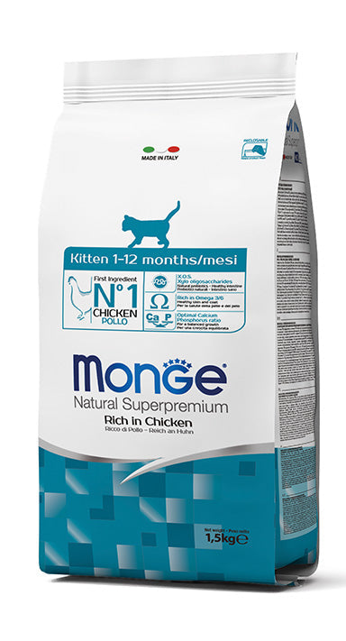 MONGE CAT SUPERPREMIUM Kitten Ricco di Pollo 1,5kg
