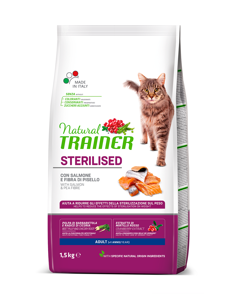 Natural Trainer gatto Sterilised Adult con salmone