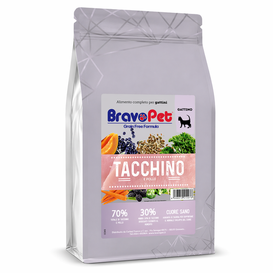 BRAVOPET CAT Tacchino e pollo per Gattini