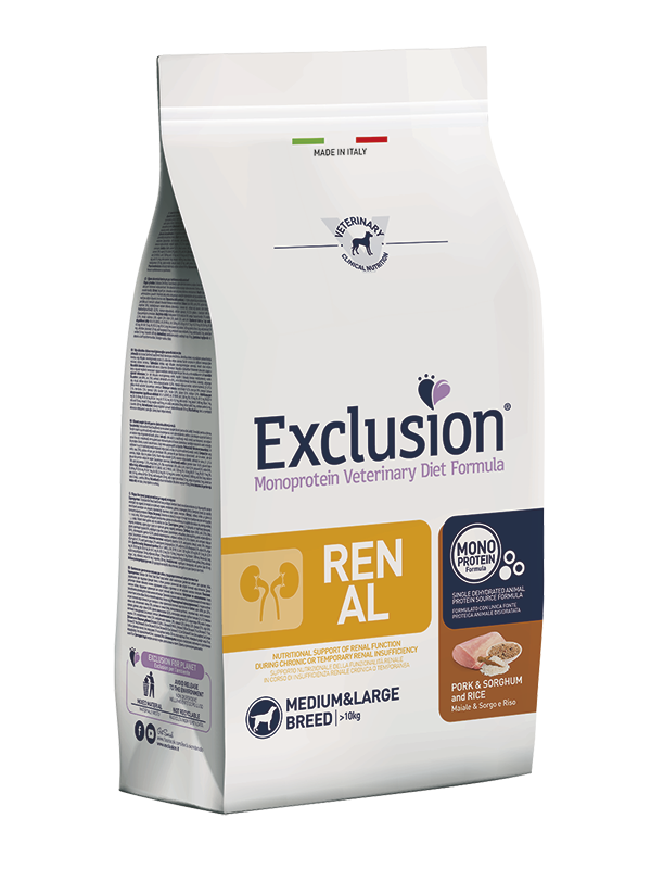 EXCLUSION MONOPROTEIN VET DIET DOG RENAL PORK & SORGHUM AND RICE MEDIUM&LARGE BREED