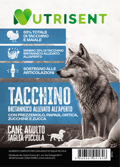 NUTRISENT Cane Adulto Taglia Piccola Cane anziano Tacchino Britannico allevato all’aperto 2KG