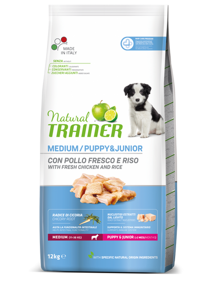 Natural Trainer cane Puppy&Junior Medium con pollo