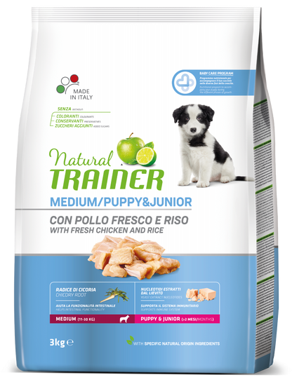 Natural Trainer cane Puppy&Junior Medium con pollo