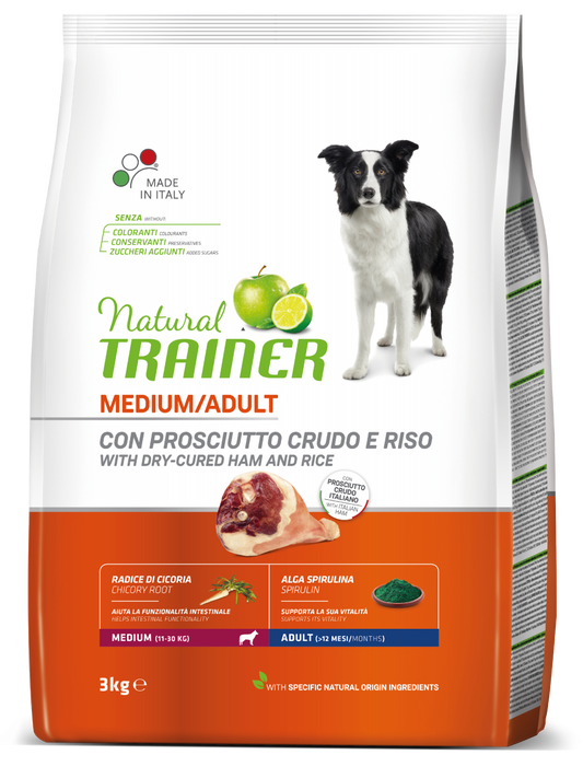 Natural Trainer cane Adult Medium con prosciutto crudo