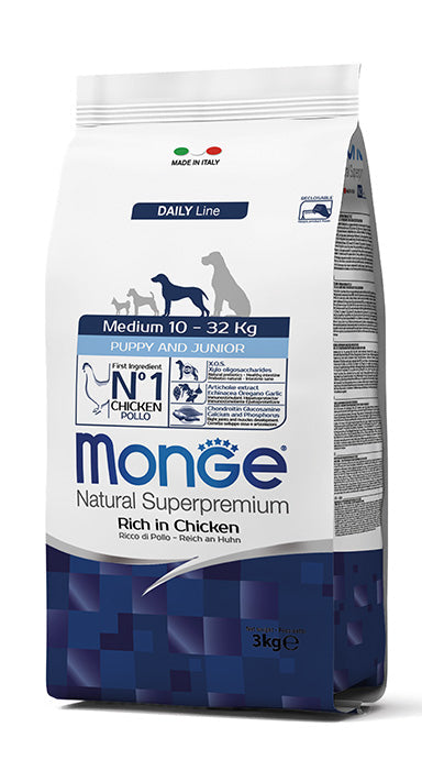 MONGE DOG Medium Puppy & Junior Ricco di Pollo