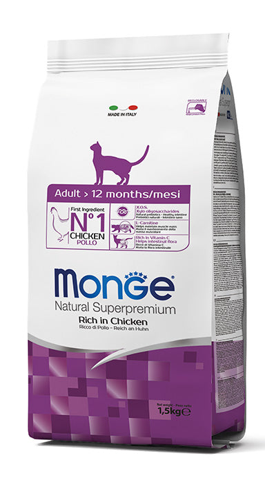 MONGE CAT SUPERPREMIUM Adult Ricco di Pollo 1,5kg